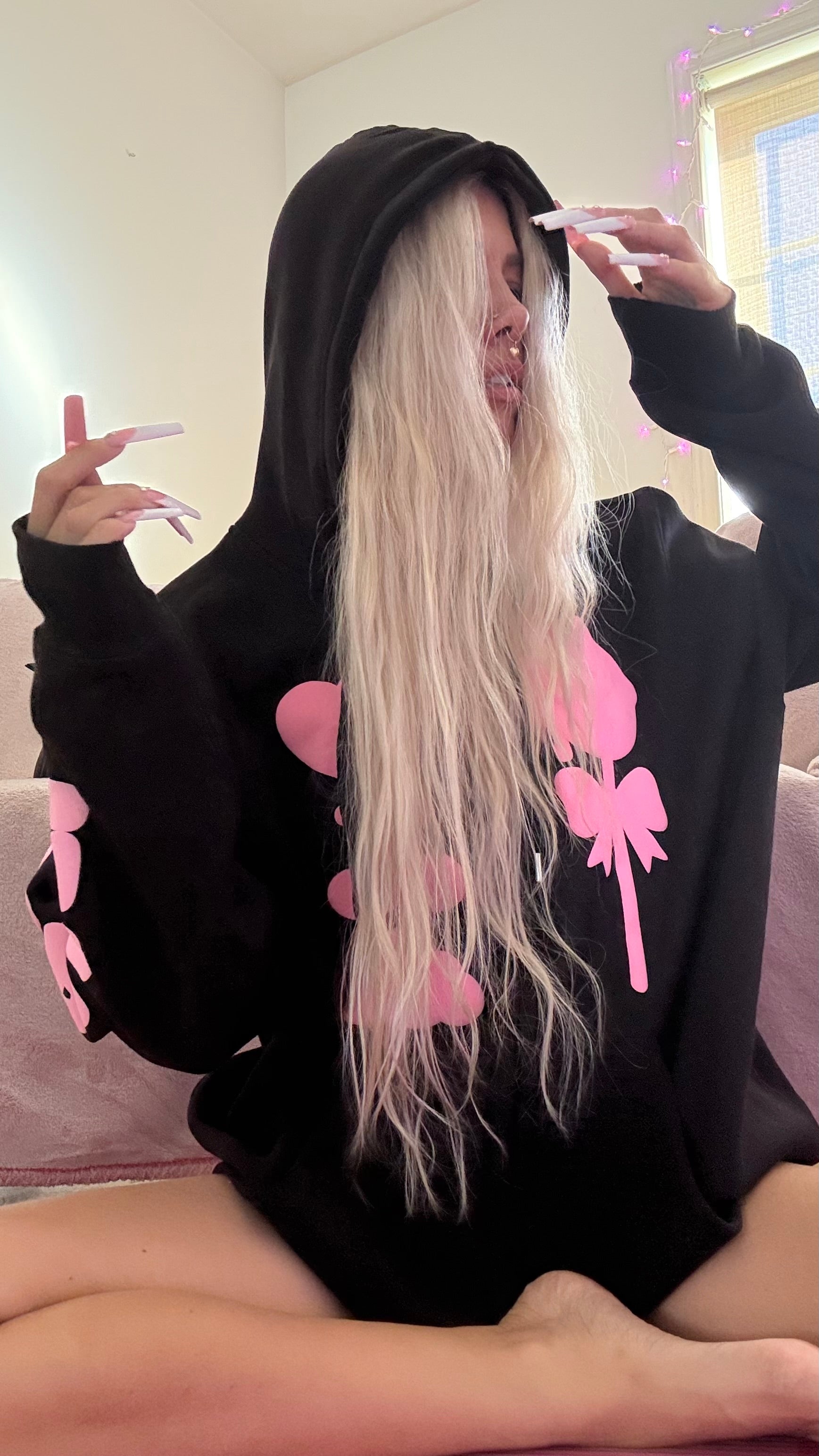 *prévente* Zip-Hoodie Premium LOLLY QUEEN 3D Puff 🖤🎀🍭édition limitée 8e Anniversaire Caramel Roze