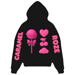 *prévente* Zip-Hoodie Premium LOLLY QUEEN 3D Puff 🖤🎀🍭édition limitée 8e Anniversaire Caramel Roze