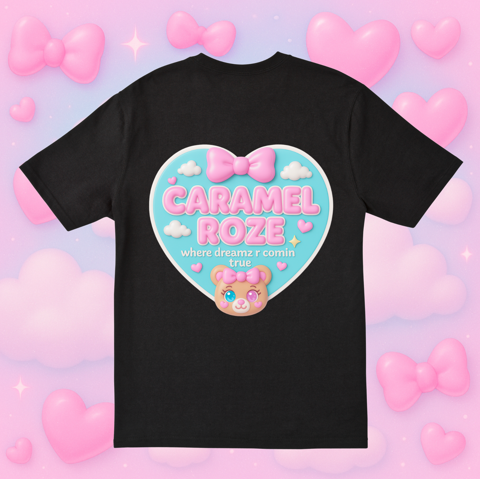 *prévente* T-SHIRT 🖤🎀🩵 CARAMEL ROZE 🖤🎀🩵